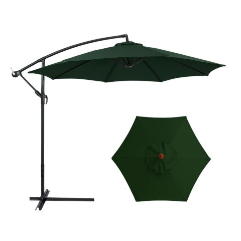 Parasol Ogrodowy Boczny Z Regulacją Pochyłu Pokrowiec 350 x 250cm Zielony
