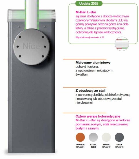 Szlaban NICE M7BAR - zestaw do 6 metrów