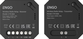 ENGO Controls ETR-868 - Przekaźnik bezprzewodowy EngoLink, nadajnik+odbiornik sterowany radiowo, 868Mhz, 230V