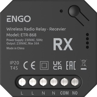 ENGO Controls ETR-868 - Przekaźnik bezprzewodowy EngoLink, nadajnik+odbiornik sterowany radiowo, 868Mhz, 230V