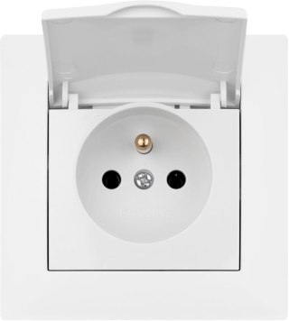 Gniazdo pojedyncze z klapką i uziemieniem VCX WESA LC 52 Biały