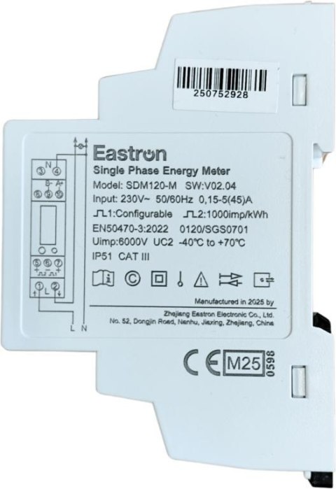 Licznik energii jednofazowy z Modbus dwukierunkowy VCX SDM120M (MID)