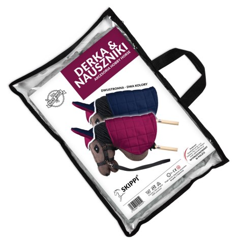 Zestaw Skippi - Hobby Horse Gniado - srokaty - Derka fuksja -Kantar lawenda