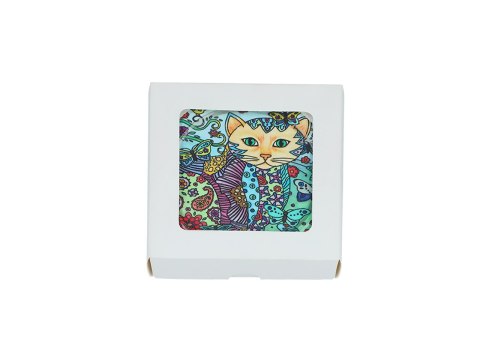 Kpl. 4 podkładek ceramicznych z uszami, koty.