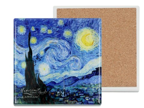 Podkładka ceramiczna, kwadratowa - V. van Gogh, Gwiaździsta Noc (CARMANI)