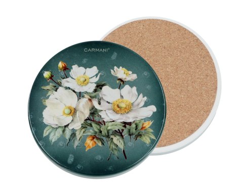 Podkładka ceramiczna, okrągła - Kwiaty (CARMANI)