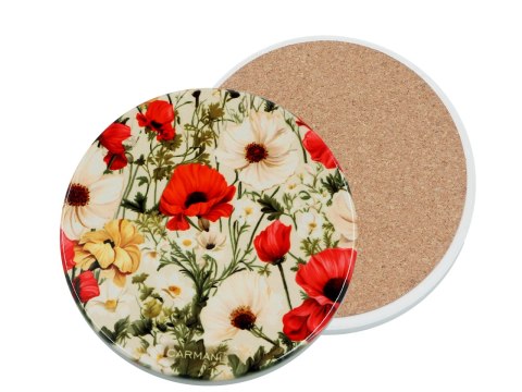 Podkładka ceramiczna, okrągła - Kwiaty (CARMANI)
