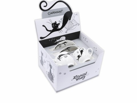 Kpl dwóch filiżanek ze spodkami espresso - Koci świat (CARMANI)