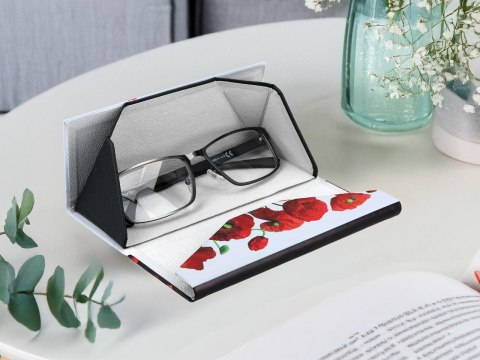 Etui na okulary, składane - Dekoracja kwiatowa, Maki (CARMANI)
