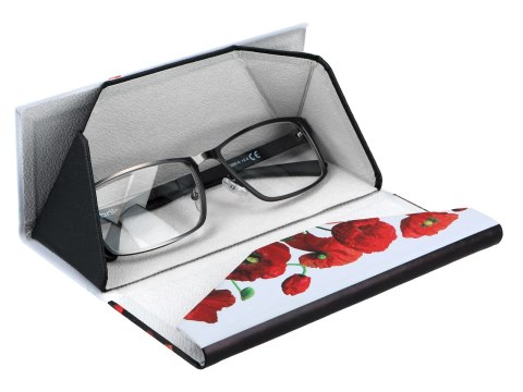 Etui na okulary, składane - Dekoracja kwiatowa, Maki (CARMANI)