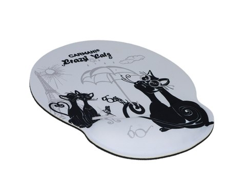 Podkładka pod mysz komputerową z poduszką na nadgarstek - Koci świat, Koty w Paryżu (białe (CARMANI)