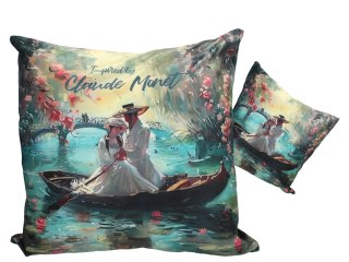 Poduszka z wypełnieniem/suwak - C. Monet, Kobieta i Mężczyzna na łodzi (CARMANI)