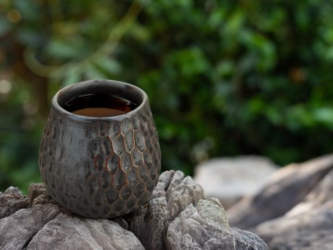 Naczynie Ceramiczne do Yerby - plaster miodu, metaliczny