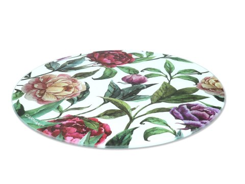 Deska szklana, okrągła - Kwiaty (CARMANI)