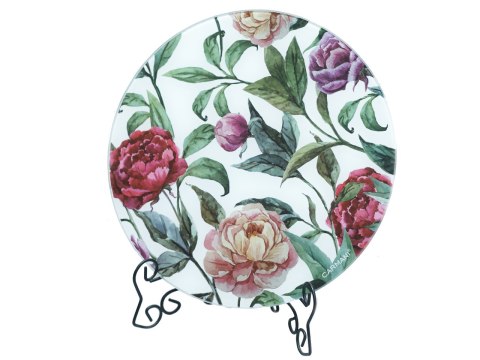 Deska szklana, okrągła - Kwiaty (CARMANI)