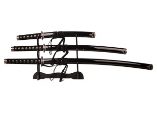 Kpl. 3 mieczy samurajskich na stojaku