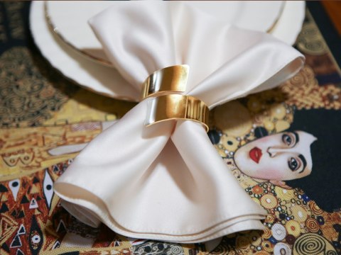 Kpl. 2 Pierścieni na serwetkę - Obrączki ozdobne, złote