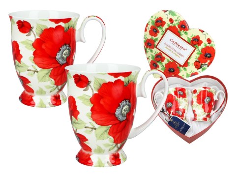 Kpl. 2 kubków w sercu - Maki (CARMANI)