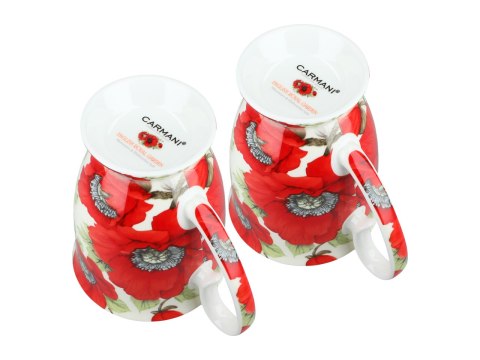 Kpl. 2 kubków w sercu - Maki (CARMANI)