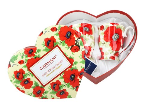 Kpl. 2 kubków w sercu - Maki (CARMANI)