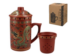 Kubek ceramiczny z sitkiem i przykrywką, zmieniający kolor.