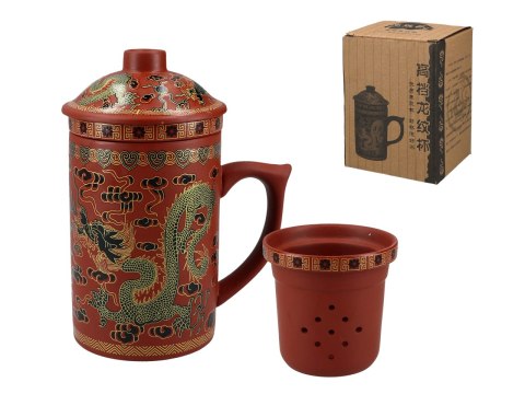 Kubek ceramiczny z sitkiem i przykrywką, zmieniający kolor.