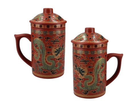 Kubek ceramiczny z sitkiem i przykrywką, zmieniający kolor.