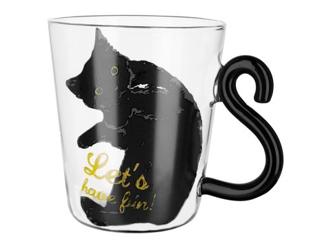 Kubek szklany z kocim ogonem