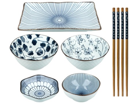 Kpl. 4 miseczek + talerz + pałeczki