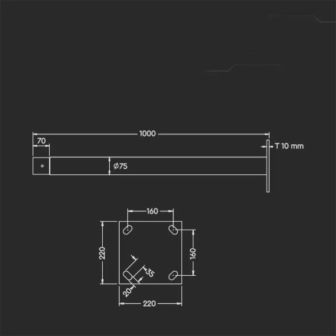 Słup do opraw ogrodowych V-TAC 3mb fi70-75