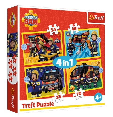 Puzzle - 4w1 (35, 48, 54, 70) - Strażak na sygnale - Strażak Sam - Trefl 34348