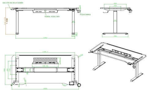 Biurko Gamingowe Angel Nemezis PLUS 1,8m