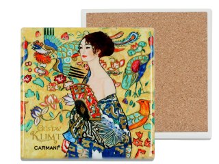 Podkładka ceramiczna, kwadratowa - G. Klimt, Kobieta z wachlarzem (CARMANI)