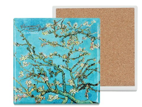 Podkładka ceramiczna, kwadratowa - V. van Gogh, Kwitnący Migdałowiec (CARMANI)