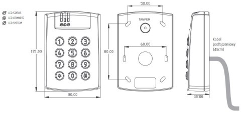 Czytnik zbliżeniowy ROGER PRT64EM-VP