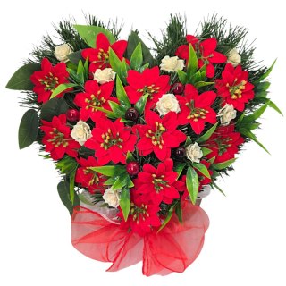 Stroik na cmentarz serce na boże narodzenie kompozycja kwiatowa