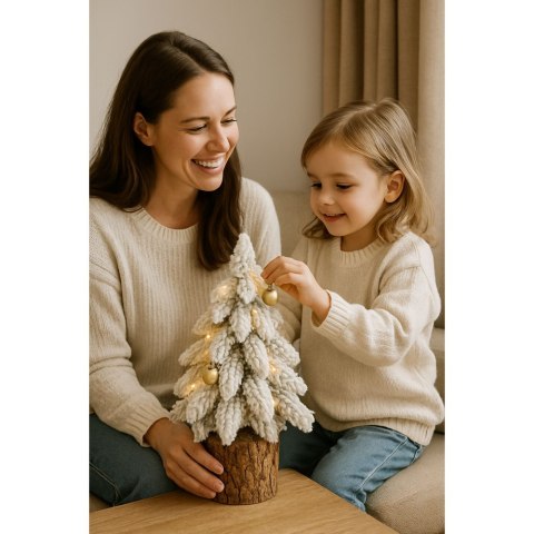 Choinka Ozdobna Dekoracyjna Sztuczna Na Pniu Pokryta Śniegiem 30 x 10 cm