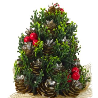Choinka Sztuczna Dekoracyjna Szyszki Czerwona Jarzębina Ozdoby 17x10cm
