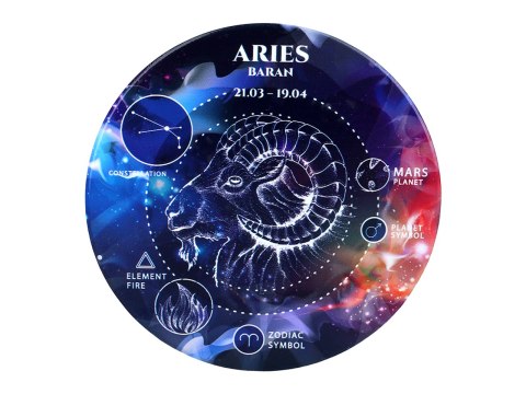 Kpl. 4 podkładek ceramicznych, okrągłe - Znaki zodiaku, Baran (CARMANI)