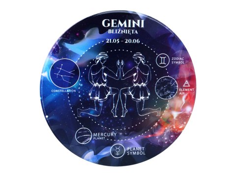 Kpl. 4 podkładek ceramicznych, okrągłe - Znaki zodiaku, Bliźnięta (CARMANI)