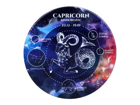 Kpl. 4 podkładek ceramicznych, okrągłe - Znaki zodiaku, Koziorożec (CARMANI)