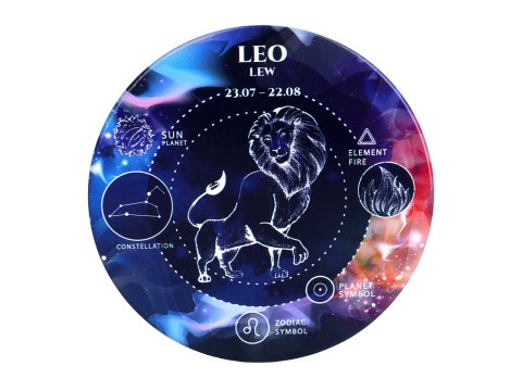 Kpl. 4 podkładek ceramicznych, okrągłe - Znaki zodiaku, Lew (CARMANI)