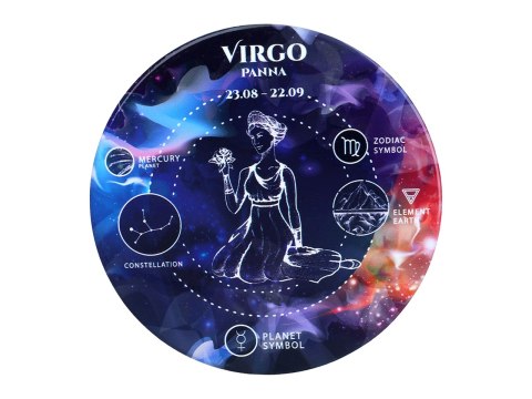 Kpl. 4 podkładek ceramicznych, okrągłe - Znaki zodiaku, Panna (CARMANI)