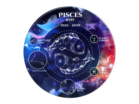 Kpl. 4 podkładek ceramicznych, okrągłe - Znaki zodiaku, Ryby (CARMANI)