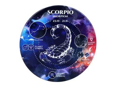 Kpl. 4 podkładek ceramicznych, okrągłe - Znaki zodiaku, Skorpion (CARMANI)