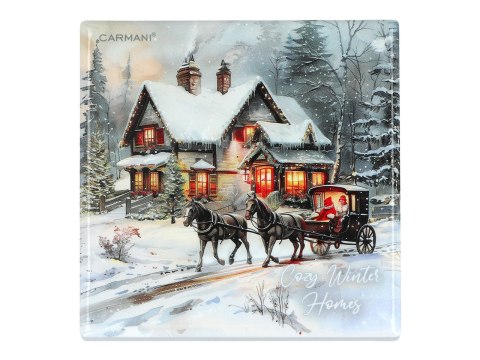 Kpl. 5 podkładka ceramicznych, kwadratowych - Zimowa idylla (CARMANI)