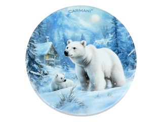 Kpl. 5 podkładka ceramicznych, okrągłych - Zimowe zwierzęta - Niedźwiedzie (CARMANI)