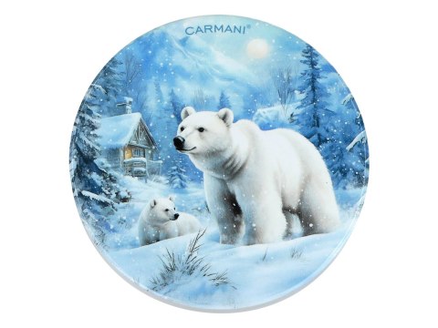 Kpl. 5 podkładka ceramicznych, okrągłych - Zimowe zwierzęta - Niedźwiedzie (CARMANI)