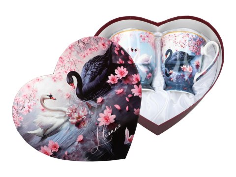 Kpl. 2 kubków w sercu - Łabędzie (CAMANI)