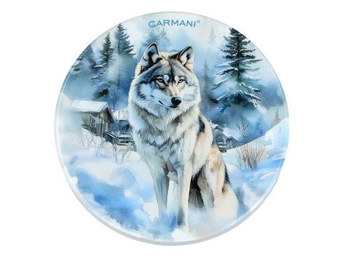 Kpl. 5 podkładka ceramicznych, okrągłych - Zimowe zwierzęta - Wilki (CARMANI)